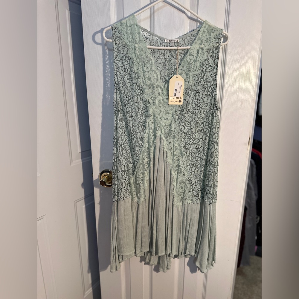 NWT Mint Green with Lace Mini Dress